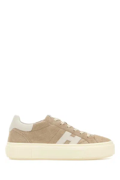 Hogan Grey Crosswind Calfskin Suede Sneakers In Neutral