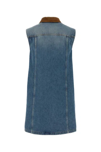 Versace Women Blue Sleeveless Buttoned Mini Dress, M Luxury Dresses For Women Darveys