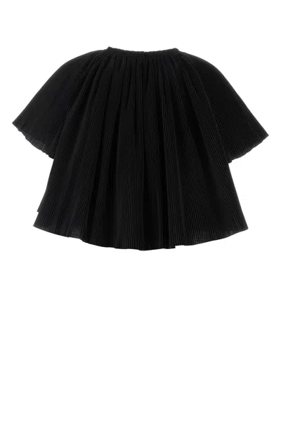 Co Polyester Blend Cape Top Round Neck In Black