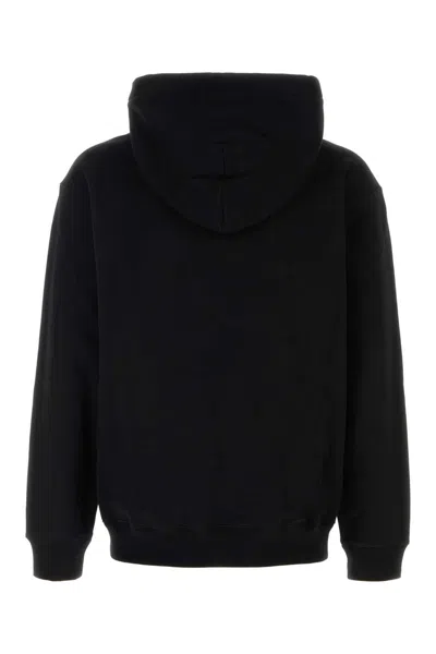 Gucci Men Black Sweatshirt With Hood With Drawstring And Front Logo In Cotton Man In Black