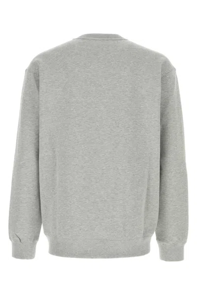Gucci Men Grey Crewneck Sweatshirt With Logo Detail On The Front In Cotton Man In Gray