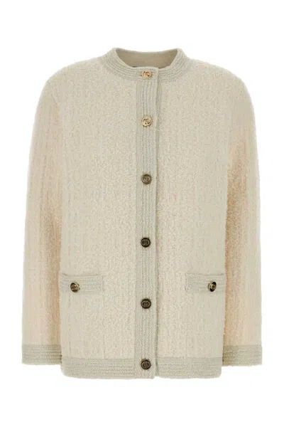 Gucci Women Ivory Stretch Boucle Cardigan In Neutral
