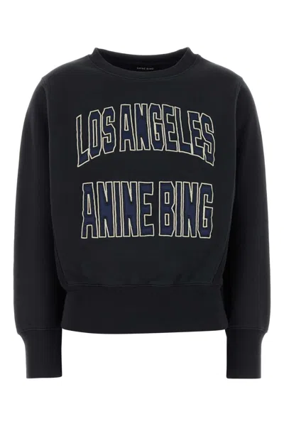 Anine Bing Womens Vintage Black Harry Logo-embroidered Cotton Sweatshirt In Blue
