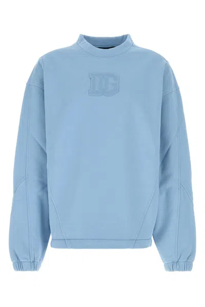 Dolce & Gabbana Dg Logo Patch Oversized Sweatshirt In Blue