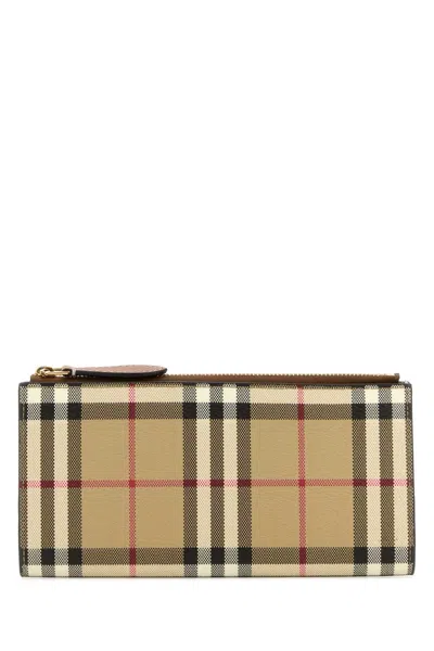 Burberry Canvas Wallet Check Pattern Rectangular Shape In Multi