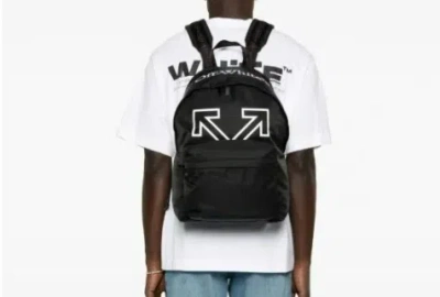 Off-white Heritage Mini Backpack With Front Pocket And Logo Print In Black