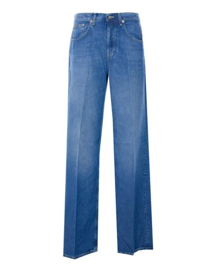 Dondup Five-pockets Patch-logo Jeans In Blue