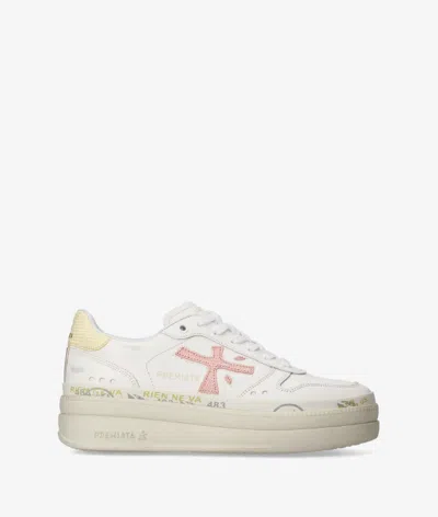 Premiata Micol 8196 Double Layer Platform Trainers In White