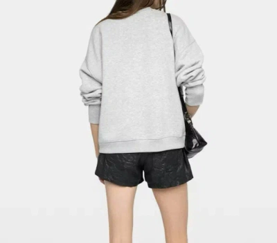 Zadig & Voltaire Womens Gris Chine Clai Oscar Heart-print Long-sleeve Cotton-jersey Sweatshirt In Gray