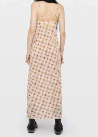 Zadig & Voltaire Ramelil Mirror Flowers Lace Trim Crepe Slipdress In Neutral