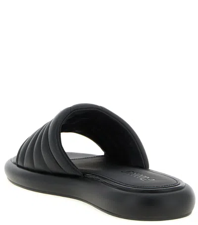 Pinko Fiona Black Slides With Chunky Design And Love Birds Logo Plaque In Leather Woman