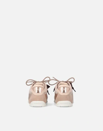Pinko Yulia Leather And Mesh Sneakers With Two-tone Laces In Pink