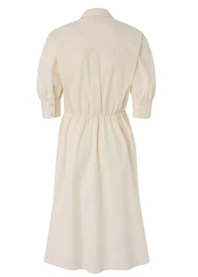 Pinko Wrap Dress Knee Length Puff Sleeves In Neutral