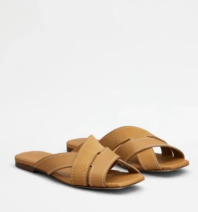Tod's Women Brown Leather Sandals, 7.5/8.5 Luxury Sandals & Floaters For Women Darveys