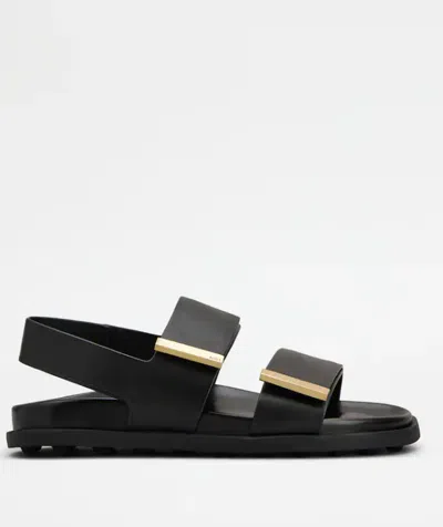 Tod's Leather Slingback Sandals In Black