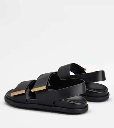 Tod's Leather Slingback Sandals In Black