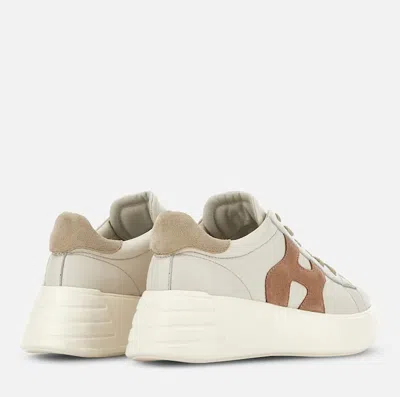 Hogan Leather Sneakers Rebel Panelled Platform Round Suede In White