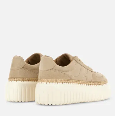Hogan Light Biscuit H710 H-stripes Basket Sneakers In Multi
