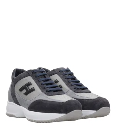 Hogan Interactive Sneakers In Suede And Smooth Leather With Technical Fabric Inserts In Multi