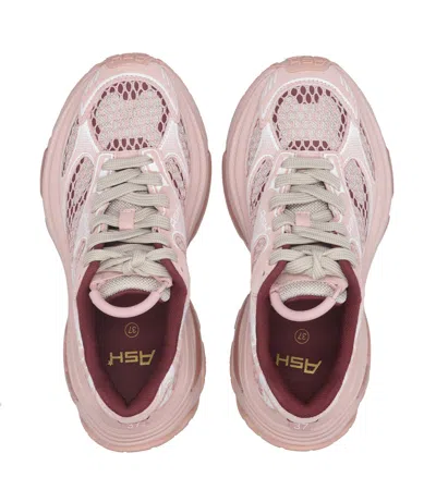 Ash Mesh Sneakers Rubber Sole Pull Tab In Pink