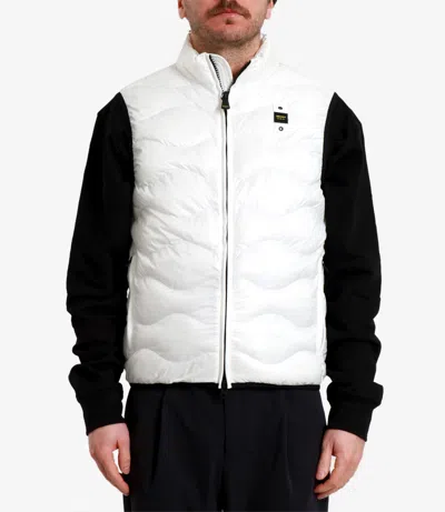 Blauer White Polyamide Sleveless Jacket In White