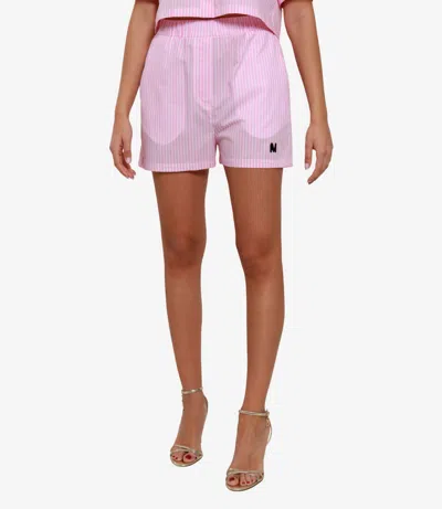 Msgm Striped Shorts In Pink