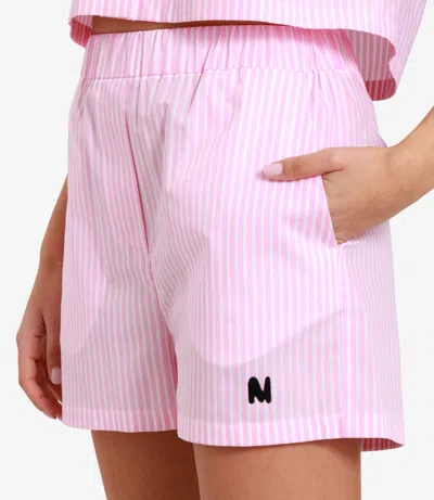 Msgm Striped Shorts In Pink