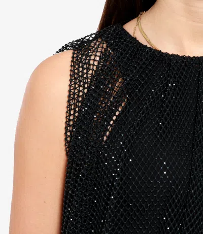 Sportmax Embellished Mesh And Jersey Top In Black