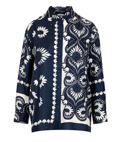 Max Mara Printed Silk Patchwork Shirt In Black