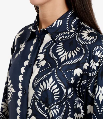 Max Mara Printed Silk Patchwork Shirt In Black