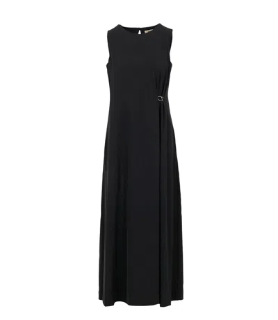 Herno Sleeveless Diagonal Dress Draped Metal Ring In Black