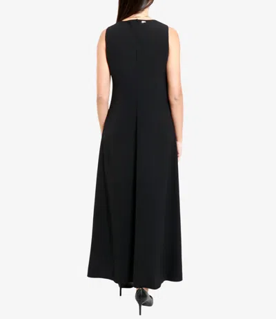 Herno Sleeveless Diagonal Dress Draped Metal Ring In Black