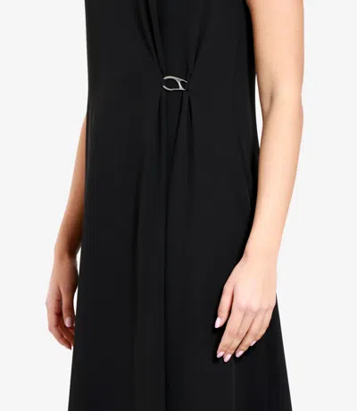 Herno Sleeveless Diagonal Dress Draped Metal Ring In Black