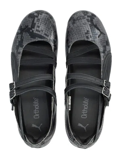 Puma Cool Dark Grey Speedcat Snake Print Ballet Flats-like Sneakers In Black