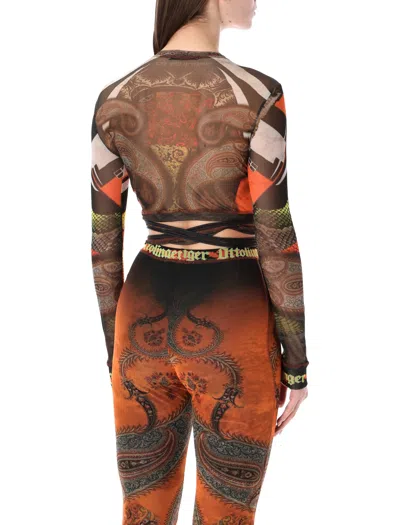 Ottolinger Mesh Semi Transparent Paisley Long Top In Multi