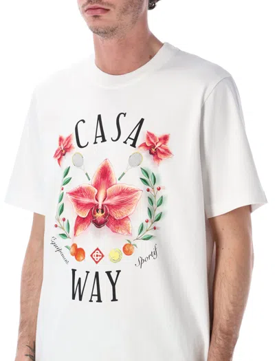 Casablanca Casa Way Orchid Organic Cotton T Shirt In White