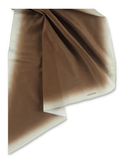 Lardini Rectangular Cotton Silk Scarf Geometric Pattern In Brown