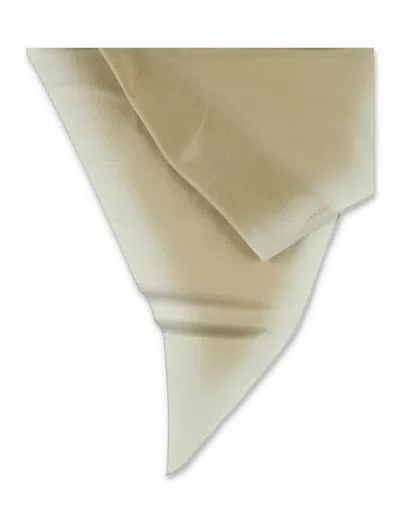 Lardini Rectangular Cotton Silk Scarf Geometric Pattern In Neutral