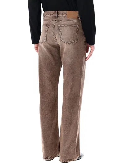 Our Legacy Denim Trousers Faded Effect Belt Loops Five Pockets In Brown