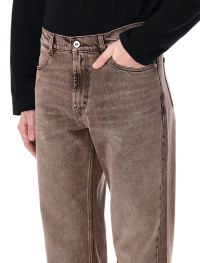 Our Legacy Denim Trousers Faded Effect Belt Loops Five Pockets In Brown