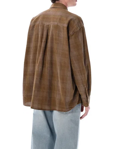 Our Legacy Mens Dakota Flannel Check Checked Relaxed-fit Cotton Shirt In Brown