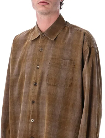 Our Legacy Mens Dakota Flannel Check Checked Relaxed-fit Cotton Shirt In Brown