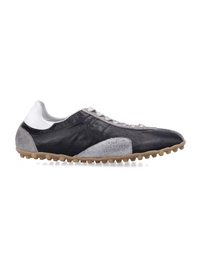 Maison Margiela Sneakers Sprinters In Suede And Leather With Vintage Finish In Black