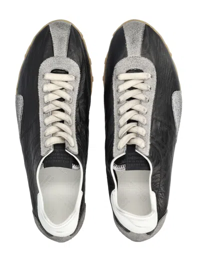 Maison Margiela Sneakers Sprinters In Suede And Leather With Vintage Finish In Black