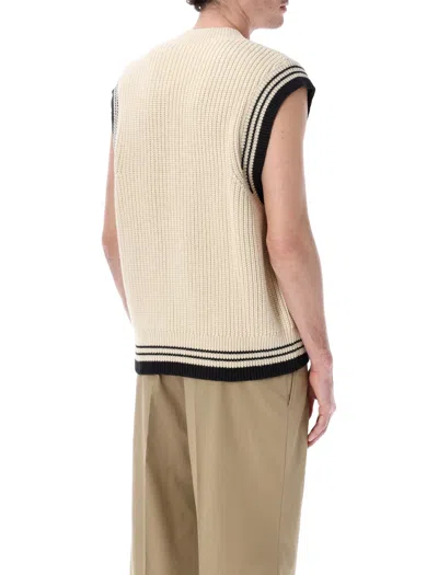 Ami Alexandre Mattiussi Ami Paris Ribbed Wool Sleeveless Ami De Coeur Sweater In Neutral
