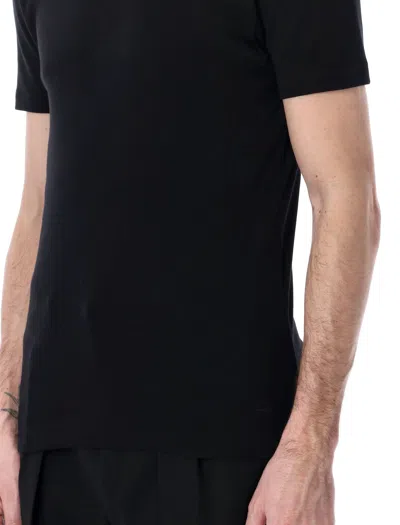 Tom Ford Crewneck T-shirt With Logo Embroidery On The Front And Perforated Design In Cotton Man In Black