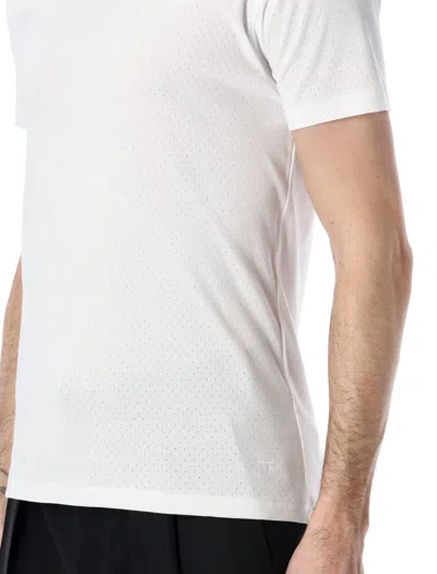 Tom Ford White Crewneck T-shirt With Logo Embroidery On The Front And Perforated Design In Cotton Man In White