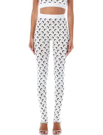Marine Serre Crescent Moon Lycra Leggings With All-over Logo In White