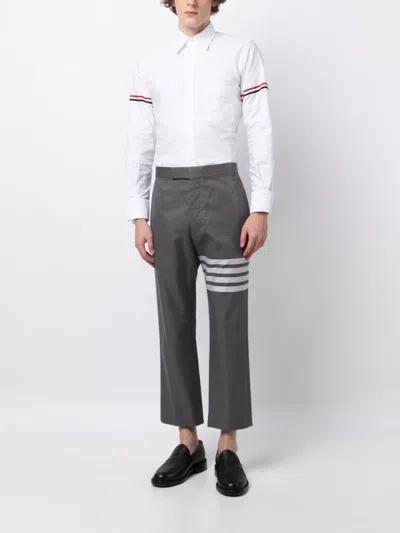 Thom Browne Long-sleeve Cotton Shirt With Striped Accents In Multi