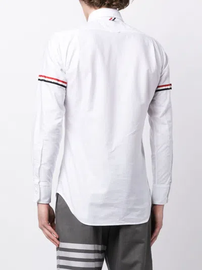 Thom Browne Long-sleeve Cotton Shirt With Striped Accents In Multi